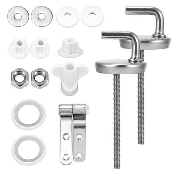 Toilet Seat Hinges Universal Seat Top Fix Hinge Stainless Steel Replacement Toilet Seat Parts,2 x Toilet lid hinges,Silver & White