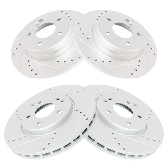 TRQ Front & Rear Performance Brake Rotor Drilled Slotted Zinc Coated Kit