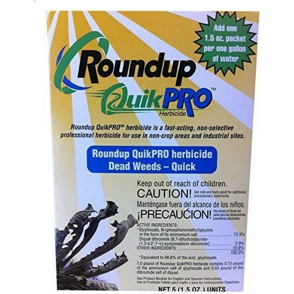 Roundup Quikpro Weed Killer Herbicide 73.3% 1 Packet Per Gallon, 5 Packs
