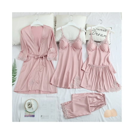 

Liveday Female Pajamas Set 5pcs Sleepwear Lace Comfortable Sleepwear Loungewear