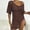 Coffee, variant on Aloohaidyvio Crochet Swimsuit Coverup for Women Short Sleeve Swim Cover Up Hollow Out Knitted Bikini Beachwear