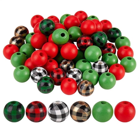 Painted Natural Wood Beads Round Mixed Color 100pcs/bag DIY