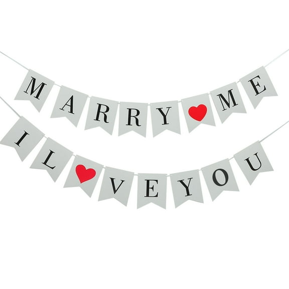 Masteelf  2 Pcs Marry Me Hanging Decoration Marriage Banner Party Bunting Proposal Scene