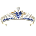 thumbnail image 1 of Pearl Crown Rhinestone Crown Headband Wedding Rhinestone Crown Bridal Pearl Crown Headband, 1 of 8
