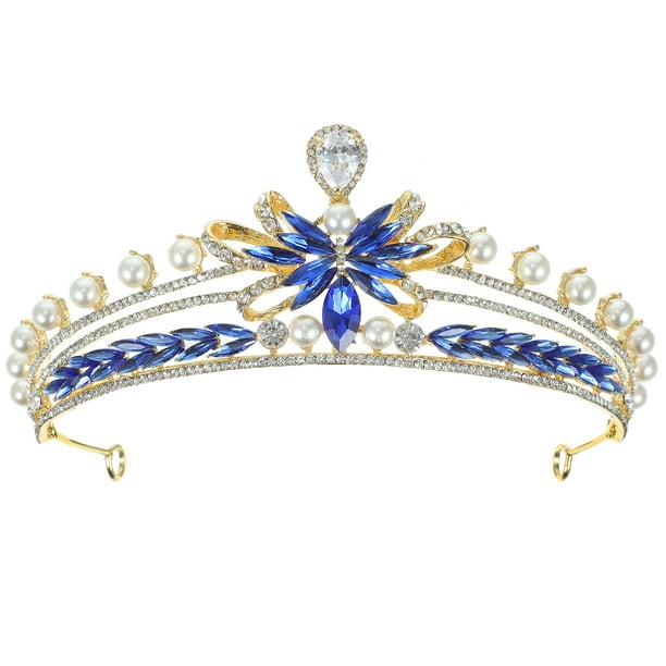 KAKOWELY Corona de perlas, diadema con diamantes de imitación para boda, corona de diamantes de imitación para novia, diadema con perlas para novia