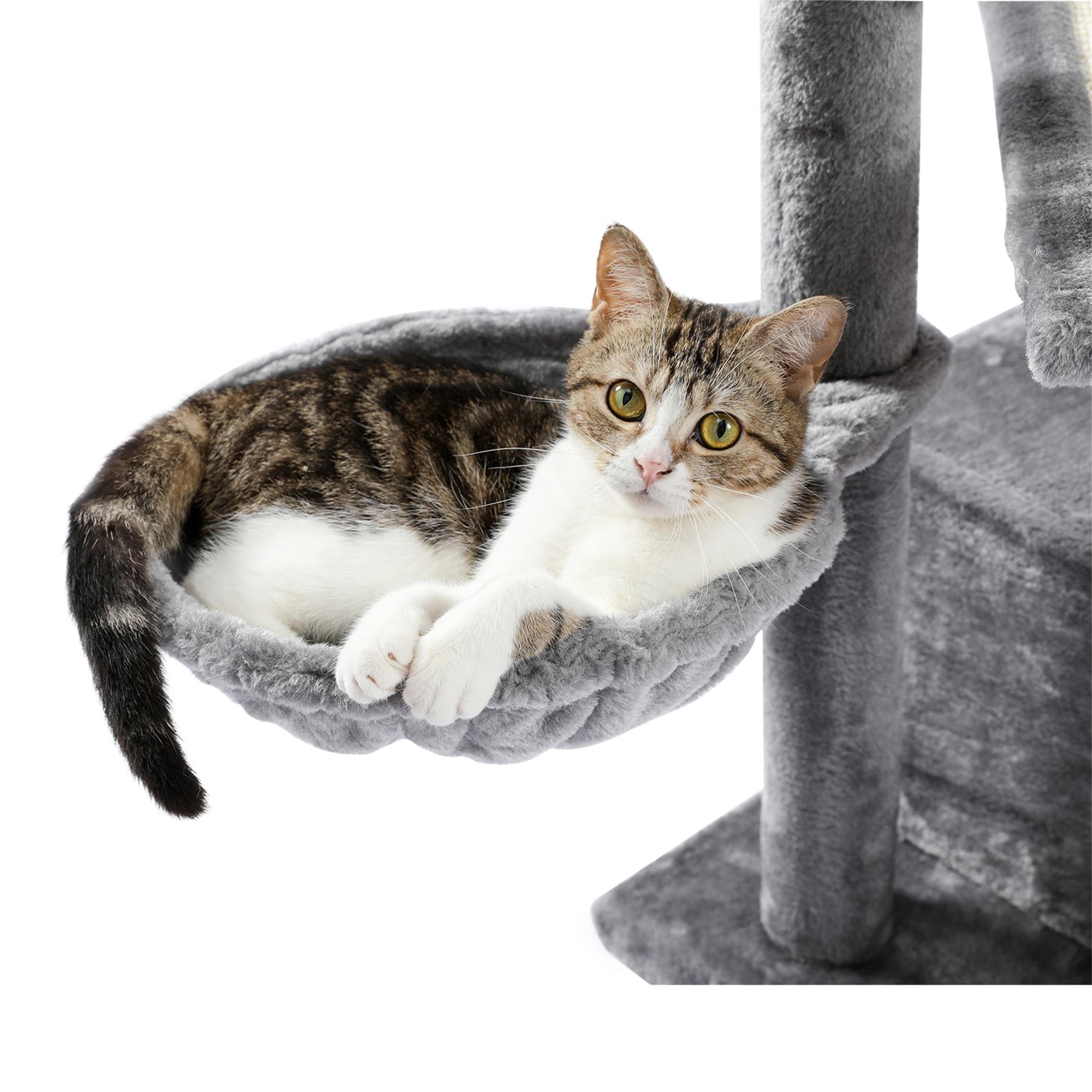 resenkos 44" Cat Tree Tower for Indoor Cats, Cat Condo Dangling Ball Cat Furniture Activity Center Play House, Gray