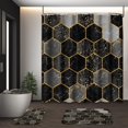 thumbnail image 1 of Juego de cortina de ducha de mármol con tapa de inodoro y alfombras antideslizantes para baño, juego de 4 cortinas de ducha de mármol negro y dorado, juego de baño de arte antiguo abstracto moderno, 1 of 7