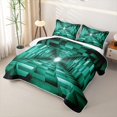 thumbnail image 3 of Castle Fairy Hippie Cube Tunnel Quilt Full 3-Piece,Tribal Block Full Bedspread Sets,Teal Black,1 Coverlet and 2 Pillowcases, 3 of 7