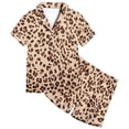 thumbnail image 4 of JAJAHO Girls Leopard Pajamas Set Short Sleeve Button Down 2 Piece Pjs Loungewear Set For Kids 1-14Y, 4 of 9
