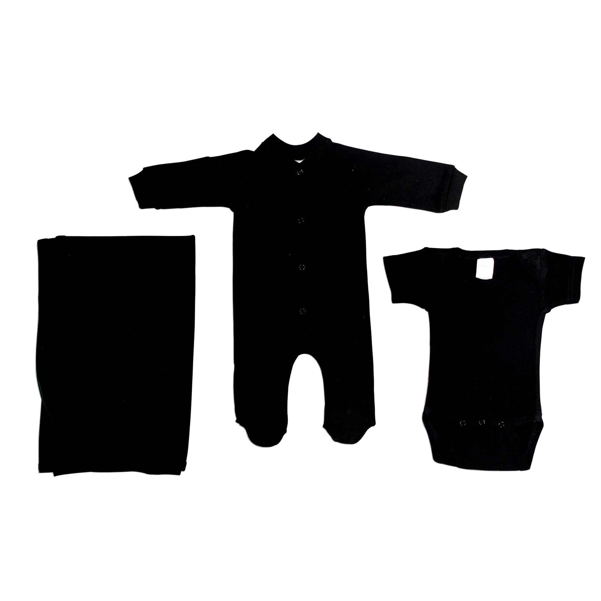 Bambini Black Newborn Baby Shower Layette Gift Set, 3pc (Baby Boys Or Baby Girls, Unisex)