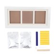 thumbnail image 1 of Kit de huellas de manos de bebé, estilo rústico, decorativo, 3 rejillas, marco de madera de pino compuesto, kit de huellas de manos de bebé, marco de fotos blanco, barro blanco, 1 of 5