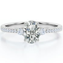 JeenMata 1.25 Carat Oval cut Moissanite and Diamond Solitaire Engagement Ring in 10k White Gold