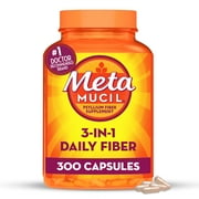 Metamucil Psyllium Husk Fiber Supplement 3-in-1 Fiber for Digestive Health, 300 Capsules