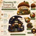 thumbnail image 4 of Whimsical Village 3D Fabric Poke Art Kit, Acorn Bakery No Sew Cottage Craft for Adults with Simple Illustrated Guide, 4 of 7