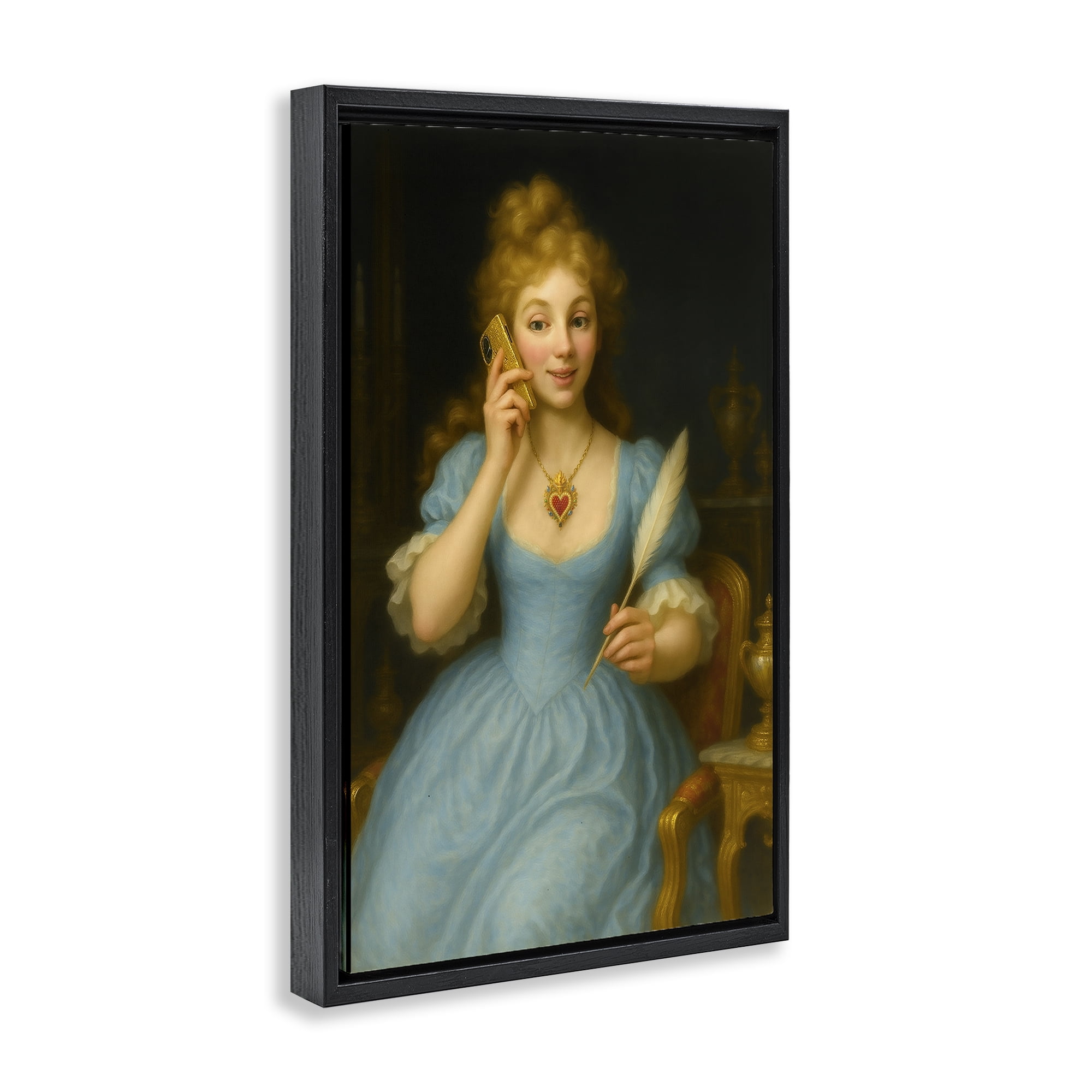 Stupell Industries May I Take A Message Black Framed Floater Canvas Wall Art, design by Grotto Studios