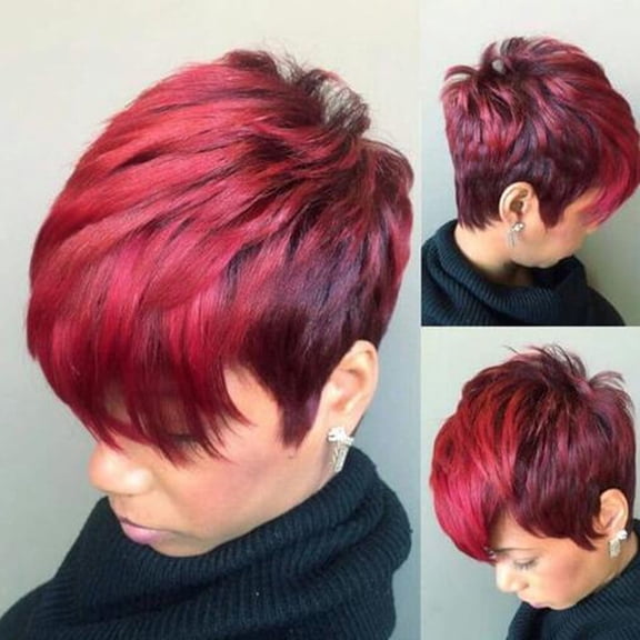 Easter Fashion Short Wig - Sexy Brazilian Full Synthetic Wig Short Bob Natural Looking Women Wigs Red Pullover Toupee St. Patrick'S Day, Wedding, Season, Anniversary