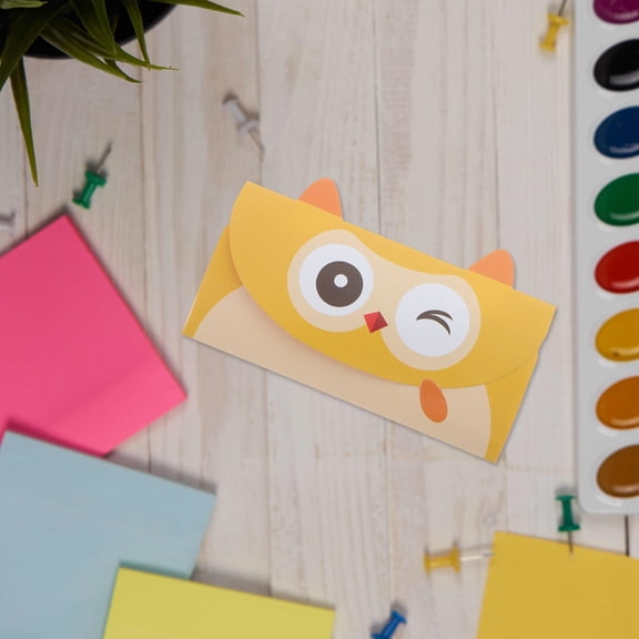 20pcs Cute Owl Cartoon Writing Paper Greeting Cards Envelopes Thank You Cards for Kids Birthday Parties Children's Events Baby Showers Special Occasions