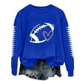 thumbnail image 2 of Holzkary Game Day Sweatshirts Women Football Sweatshirt Football Rugby T-Shirts Casual Game Day Fan Pullover Top Spring and Summer Lapel Art Round Neck Button Loose Pullover Tops Casual Shirt Blue L, 2 of 4