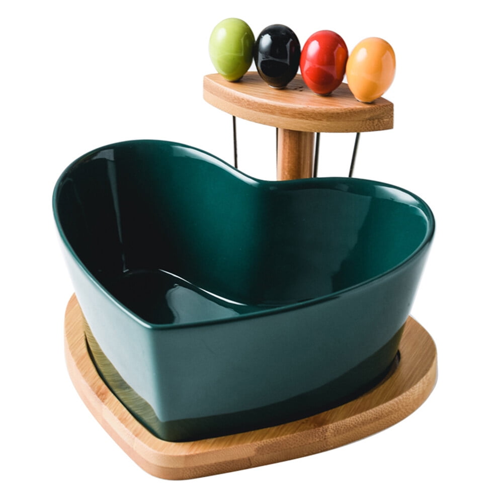 Fruit Bowl 1 Set Heart Shaped Salad Bowl Kitchen Ceramics Dessert Fruit