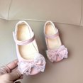 thumbnail image 4 of Xfvqtps Kids Girls Mary Jane Dress Shoes Flat Ankle Strap Hook and Loop Lace Bow Rhinestone Glitter Soft Sole Non Slip Comfortable Ballet Performance Wedding Party Casual Princess Shoes Pink, 4 of 5