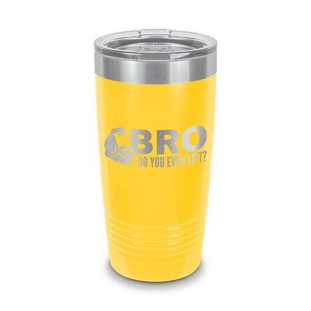 

Flexing Bro Do You Event Lift Tumbler 20 oz - Laser Engraved w/ Clear Lid - Stainless Steel - Vacuum Insulated - Double Walled - Travel Mug - funny humor - Yellow