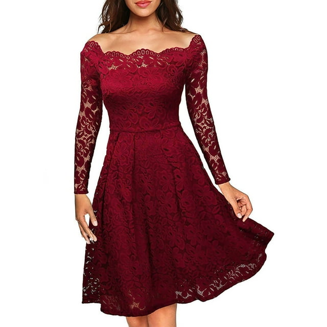 Robe à Manches Longues Femme Mode Femme Été Dentelle Décontractée chandail-Over Solide Aguichant Robe Mini à Manches Longues Robe d'Été pour Femme Aguichant Robe d'Été à Manches Longues Robe Longue d'Été pour Femme