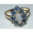 thumbnail image 6 of LBG British Made 18k Yellow Gold Natural Opal & Sapphire Womens Statement Ring - 33 size options - Size 6.5, 6 of 7