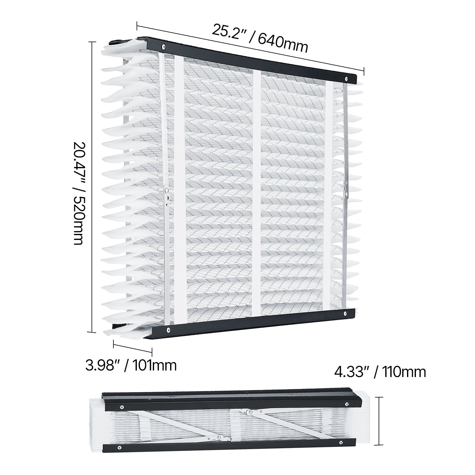 VEVOR 20 x 25 x 4 Furnace Filter, MERV 11 HVAC Ac Filters,12-Month Electrostatic Pleated Air Conditioner Filters, 4-Pack (Actual Size: 20.47 x 25.20 x 3.98 Inch) for Capturing Dust, Smog, Pet Dander