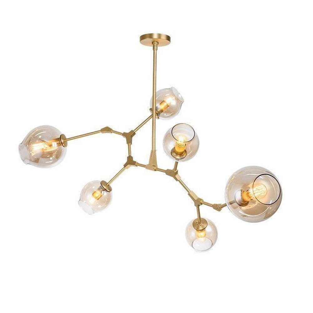 FINE MAKER Gold Metal Finish Sputnik Chandelier Glass Ball Ceiling