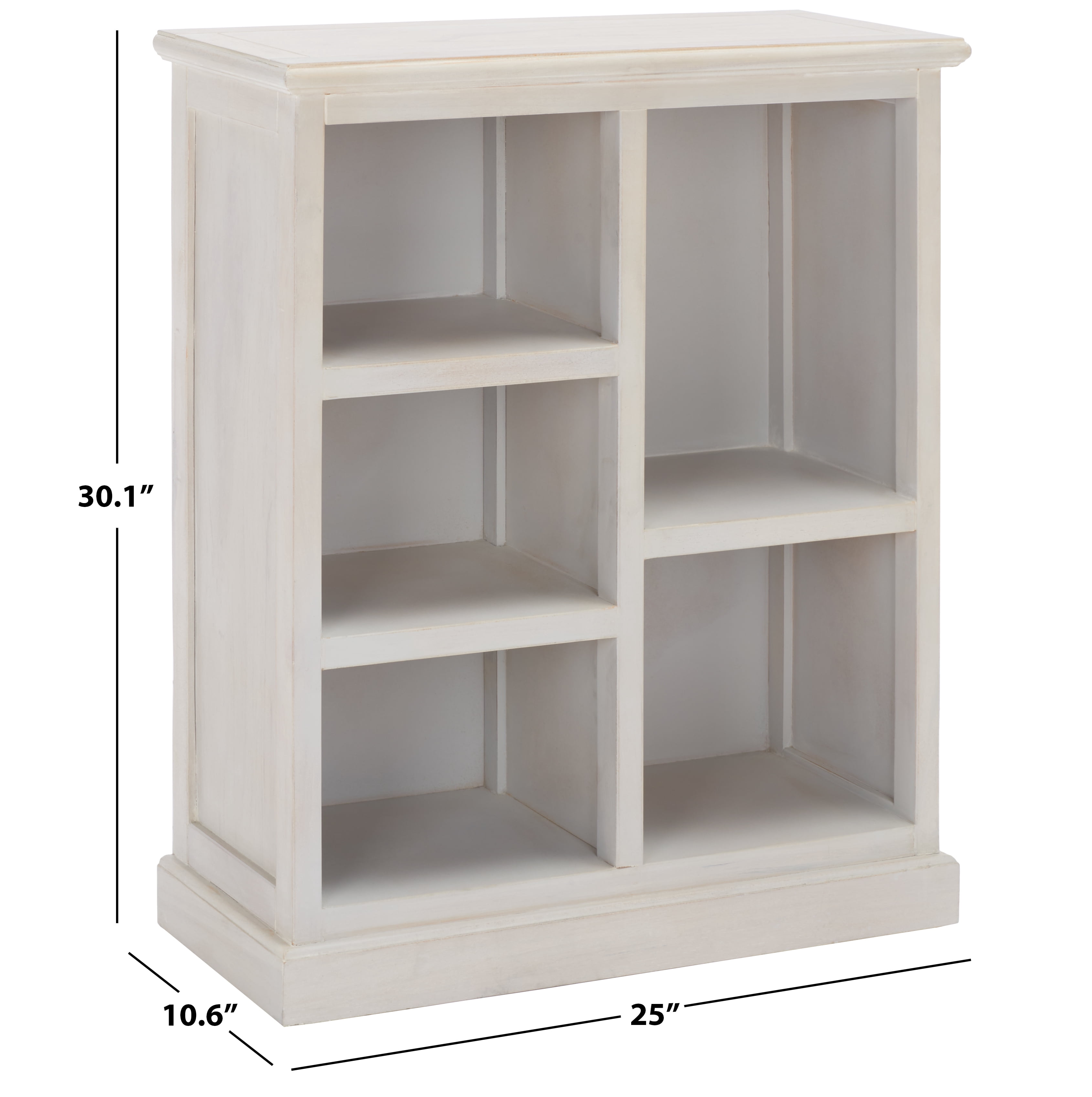 SAFAVIEH Maralah Country Transitional Bookcase with 5 Shelves, White Wash (25 in. W x 10.6 in. D x 30.1 in. H)