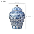 thumbnail image 4 of Blue Ceramic Storage Jar with Lid 1300ml Decorative Vase for Home Kitchen and Dining Table, 4 of 7