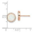thumbnail image 2 of 925 Sterling Silver Rose-tone Round Simulated Opal Cubic Zirconia Halo Earrings 10.1x10.1mm W Stud Earring for Women, 2 of 2