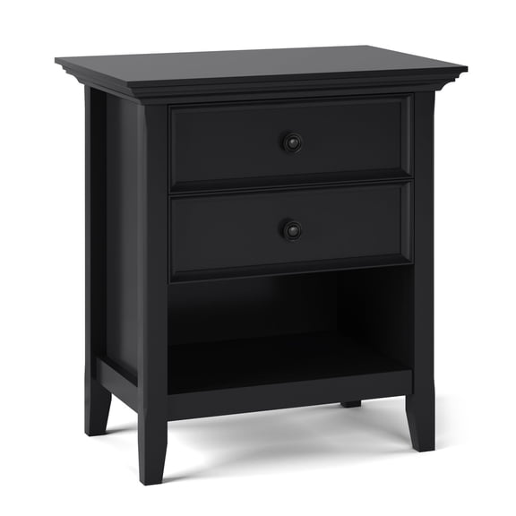 Amherst 24 inch Wide Solid Wood Transitional Bedside Table in Black