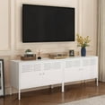 thumbnail image 7 of 2 Door Metal Accent Cabinet, 29" H Metal Locker Accent Storage Cabinet, Sideboard Cabinet with Adjustable Shelves, White, 7 of 7