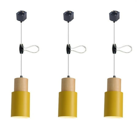 JLOWCO Adjustable H Track Pendant Lighting 3 Pack Living Room Modern Pendant Led Lighting Fixtures Ceiling Small Yellow Kitchen Pendant Lights (LED Bulb Include)