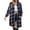 002 Navy, variant on Hvot&aat Women Autunm And Winter Plaid Printed Long Sleeve Tops Turn-down Collar Suit Cardigan Woolen Coat With Pocket