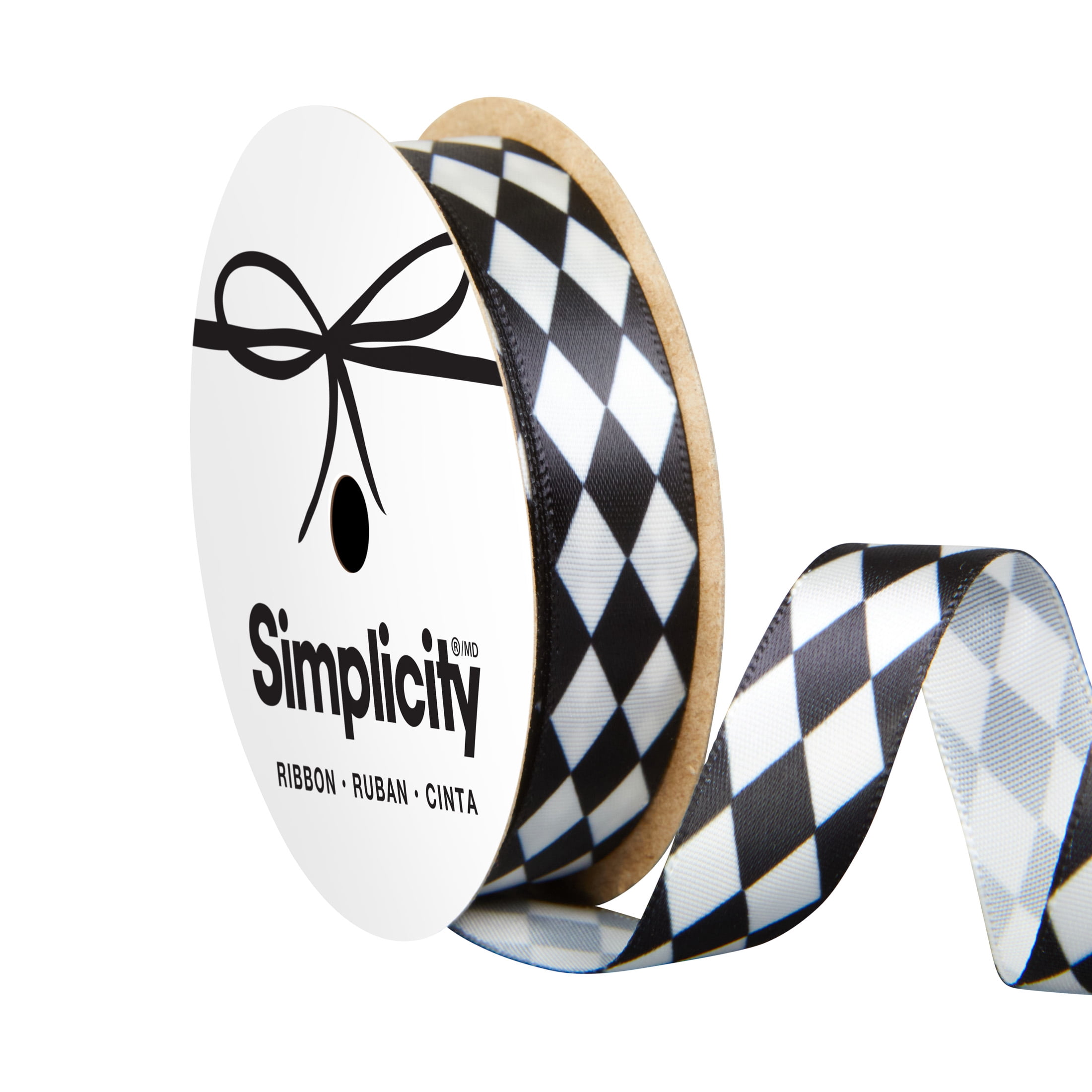Offray Harlequin White & Black 5/8" X 9 ft Ribbon