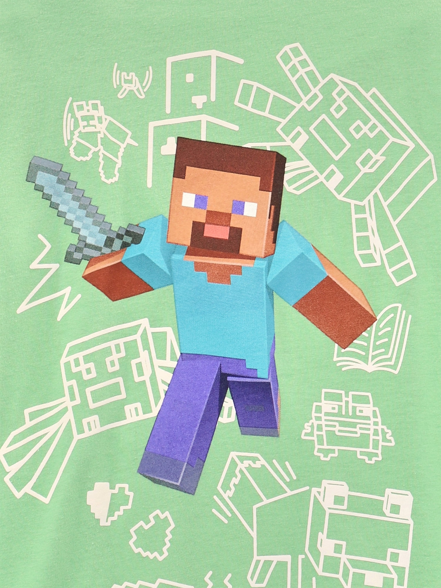 Minecraft Boys Costume Cape Short Sleeve T-Shirt, Sizes XS-2XL