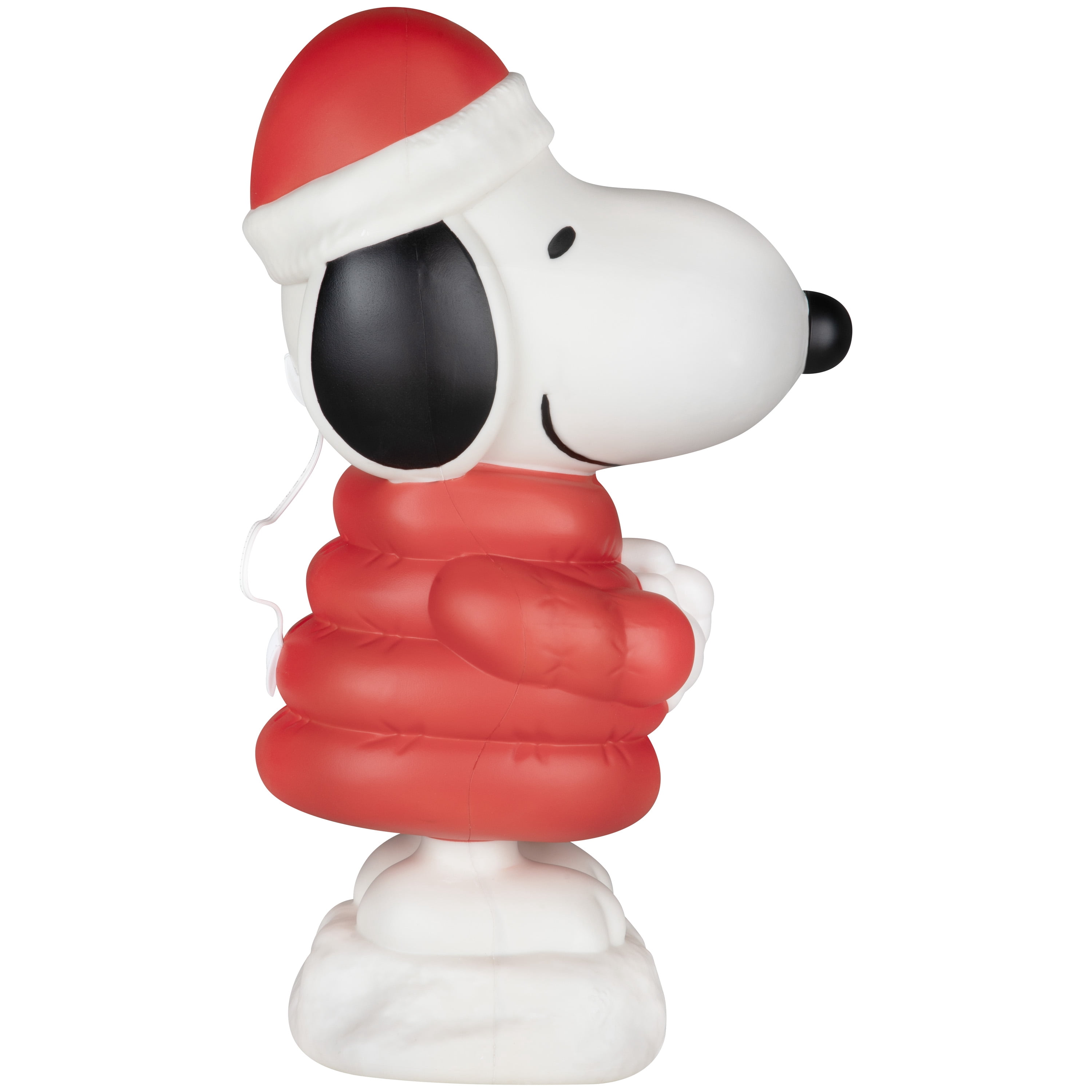 Snoopy Santa in Red Puffer Coat Peanuts, 22-Inch LED Blow Mold Christmas Decoration,Outdoor Holiday Décor