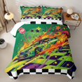 thumbnail image 2 of Erosebridal Vintage Green Racing Car Twin Quilt Set for Boys,Cartoon Orange Flames Twin Coverlet Set Teens, 2 of 7