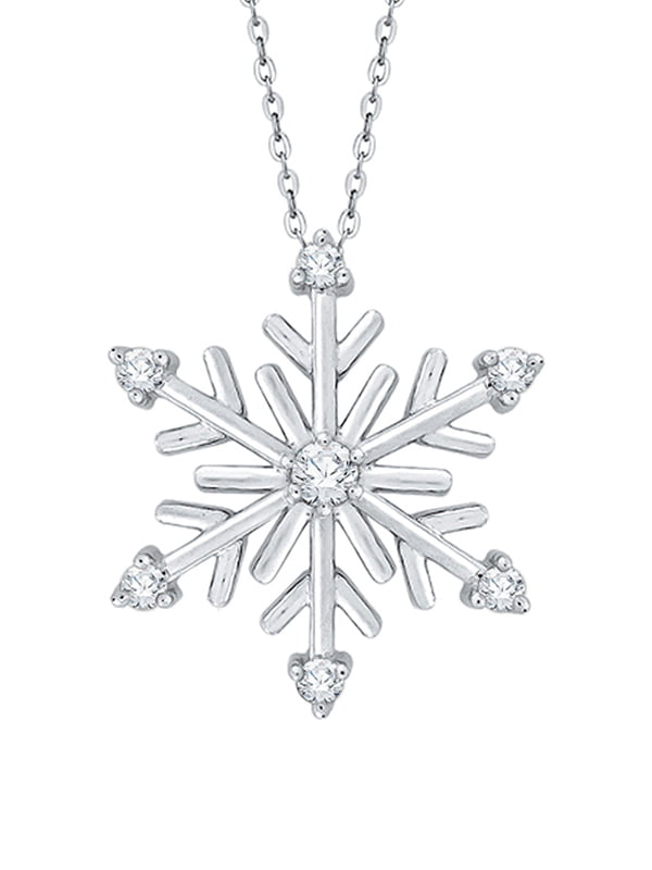 1/20 cttw KATARINA Citrine Miracle Plate Snowflake Pendant Necklace In Sterling Silver