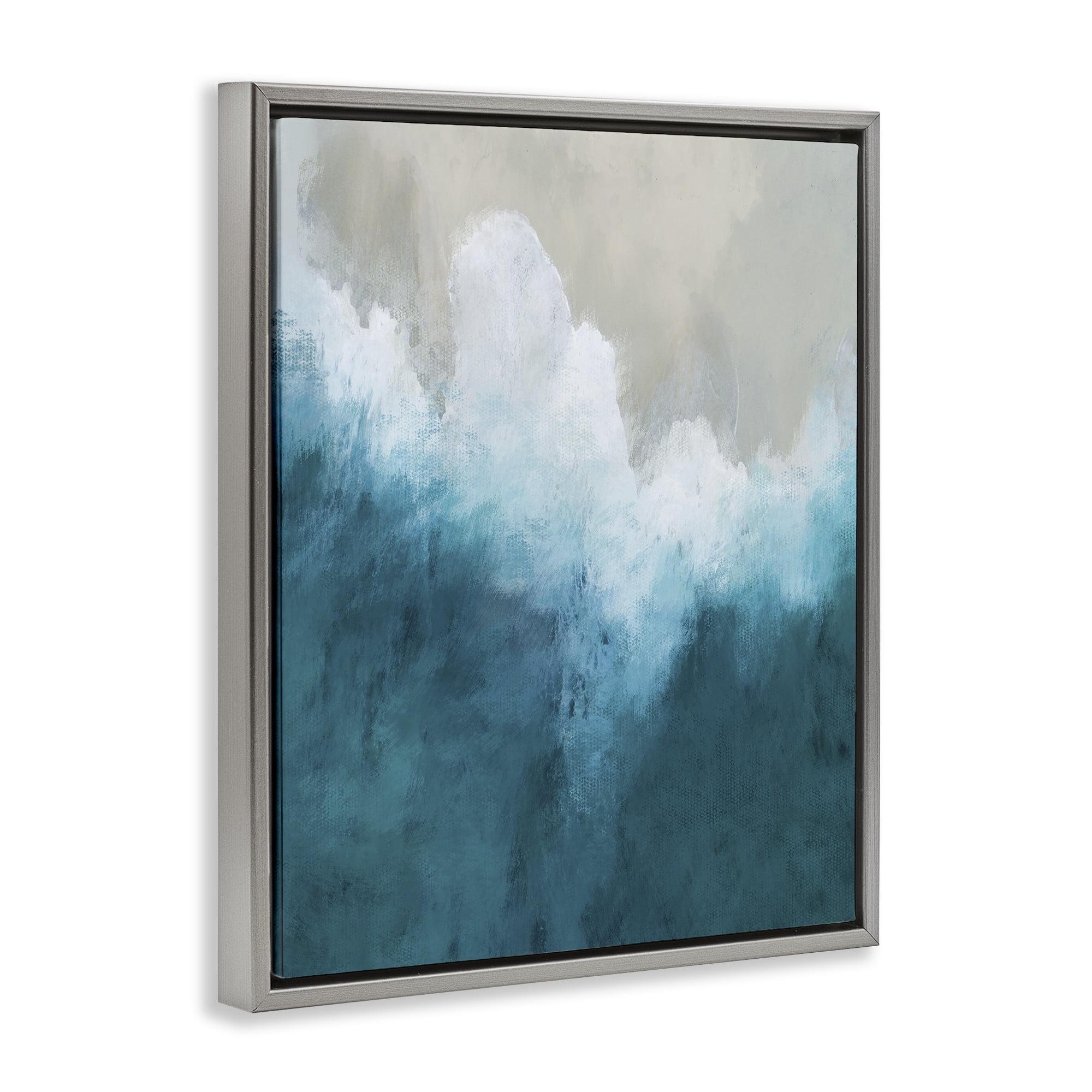Stupell Industries Aerial Tide Abstraction Gray Framed Floater Canvas Wall Art, design by Denise Brown