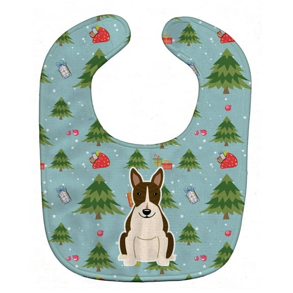 Christmas Bull Terrier Dark Brindle Baby Bib