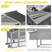 Aivituvin 82.4 Chicken Coop with Wheels, Large Hen House with Run, Chicken Cage for 4-6 Chickens, Weatherproof Asphalt Roof, Nesting Box & Pull-Out Tray