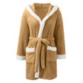 thumbnail image 4 of AOOCHASLIY Bath Robes for Women Clothes Winter Hooded Plush Robes Ladies Lengthened Plush Shawl Bathrobe Long Sleeve Robe Coat Robes, 4 of 5