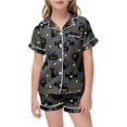 thumbnail image 5 of Weebloom Halloween Girls' Pajama Sets Cute Pumpkin Outfits 2 Piece Set Short Sleeve Button Down Shirt Shorts Casual Elastic Waist Tween Sleepwear Nightwear Pjs Loungewear Grey 10-11 Years, 5 of 5