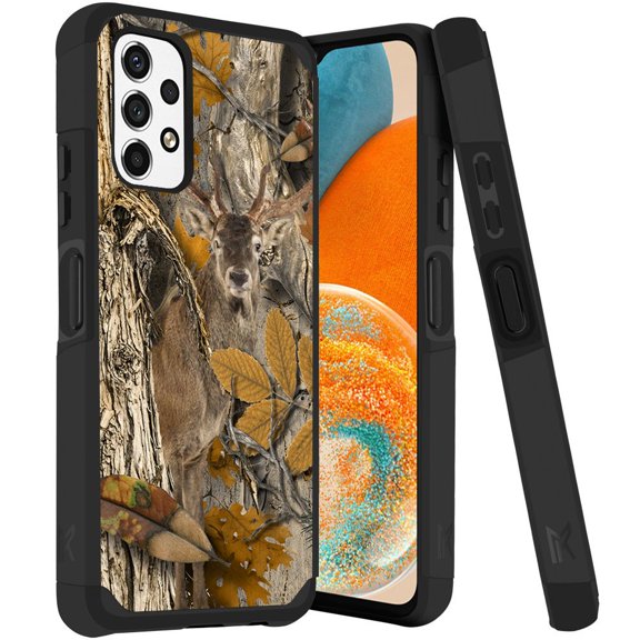 ANJ  Rugged Dual Layered Shockproof Slim Hybrid Case   Tempered Glass Cover Compatible with Samsung Galaxy A23 5G - Deer Camo