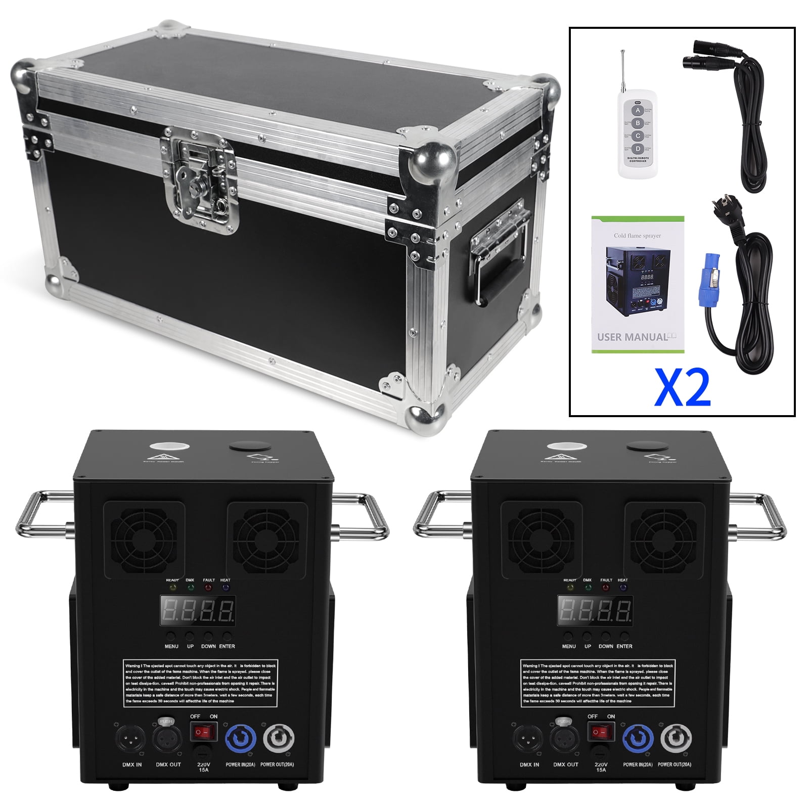 Cold Spark Machine Case for 2Pcs DJ Stage Effect DMX Firework Machine