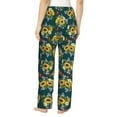 thumbnail image 3 of Uemuo Sunflowers Pattern Women's Wide Leg Palazzo Lounge Pants with Pockets Light Weight Loose Comfy Casual Pajama Pants-Small, 3 of 9