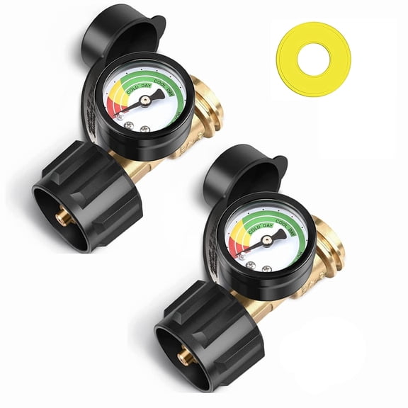 PatioGem 2 Pack Propane Tank Gauge Level Indicator, Leak Detector for 5-40lb Propane Tank, Gas Grill, Heater, RV Camper, Cylinder and More, 3 Ranges
